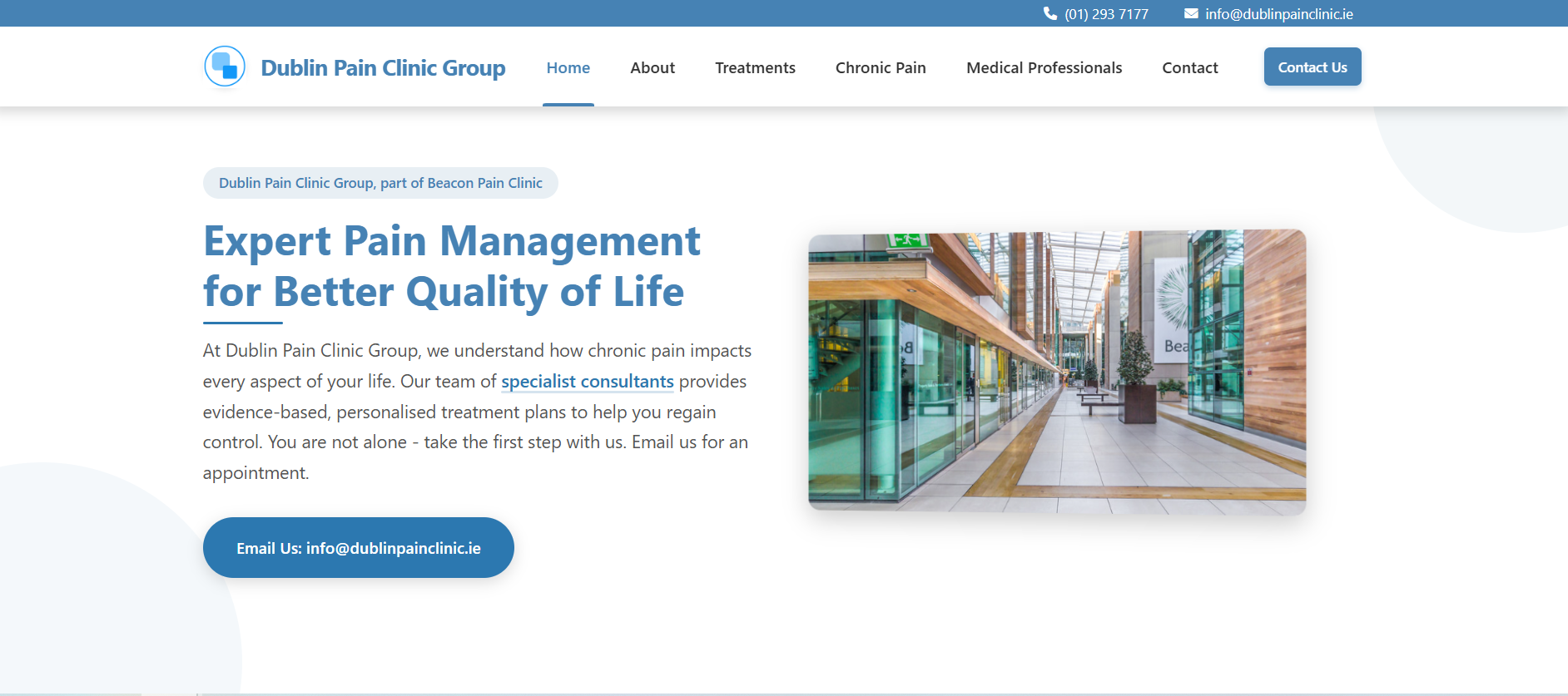 Dublin Pain Clinic Group website screenshot